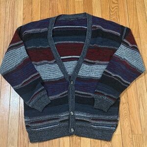 Men's Multicolor Striped Cardigan Sweater